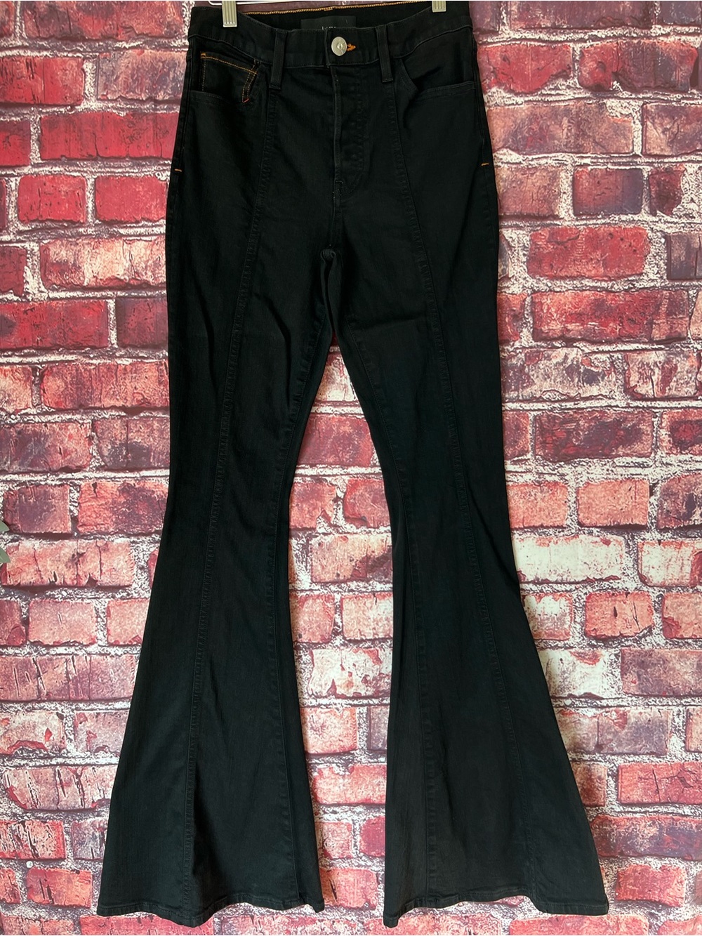 3x1 x Mimi Cuttrell Black High-Rise Pintuck Flare Jeans Size 28